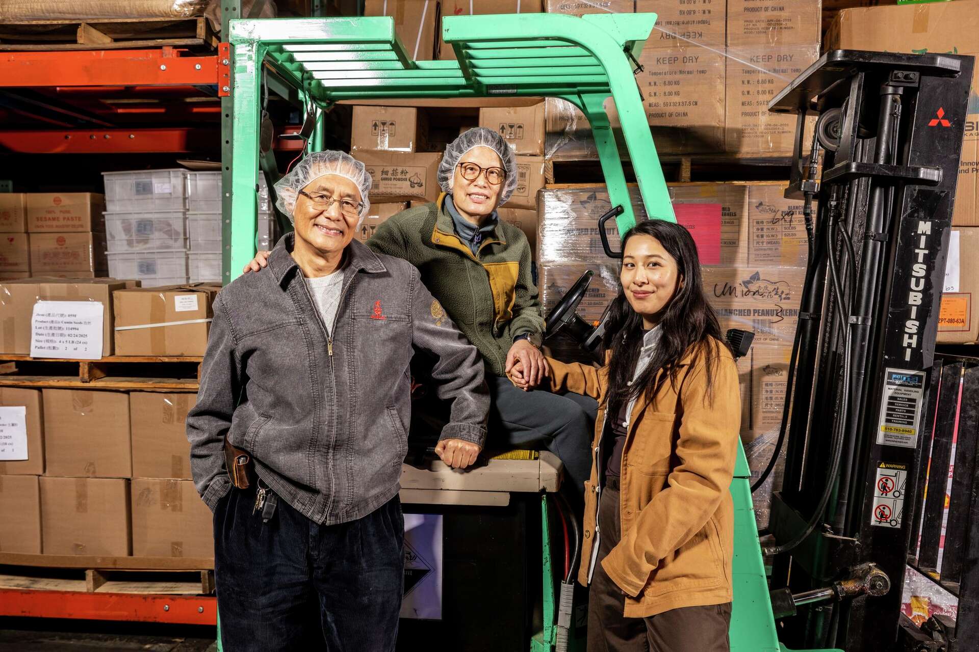Three generations of the family in the Union City warehouse